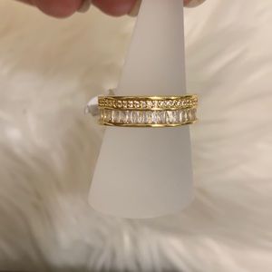 Bomb Party Size 9 Double Band Rhinestones Gold Plated Ring